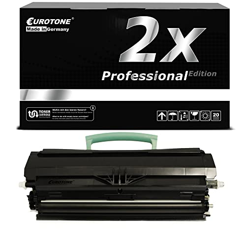 Eurotone-Tonerpatrone vor einer schwarzen Produktverpackung mit der Aufschrift '2x Professional Edition'.