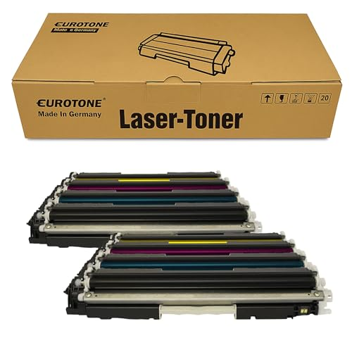 Eurotone Lasertoner in einer braunen Verpackung mit zwei dazugehörigen Tonerkartuschen.