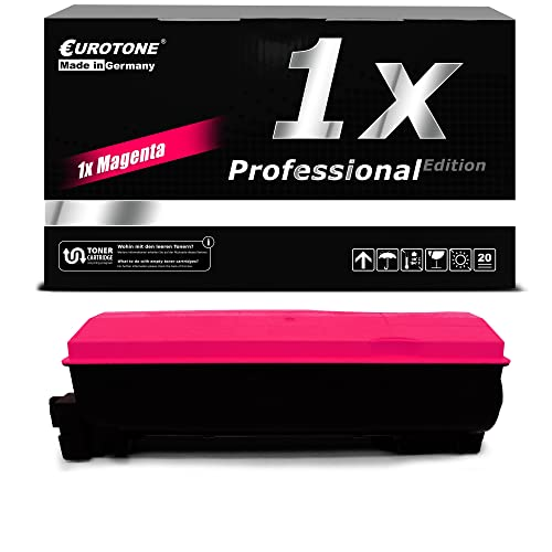 Eurotone-Tonerpatrone in Magenta vor schwarzer Verpackungsschachtel.