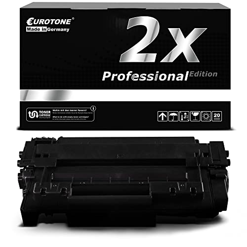Schwarze Eurotone Toner-Kartusche vor einer schwarzen Verpackungsbox mit Aufschrift.