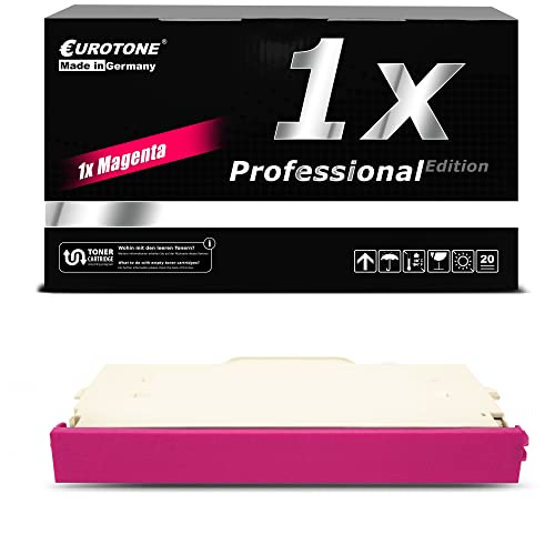 Eine Eurotone Tonerbox in Schwarz mit Magenta und eine einzelne Magenta Tonerkassette davor.