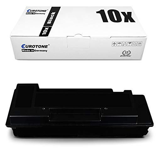 Eine weiße Eurotone-Verpackungsbox mit der Aufschrift 10x Black und eine schwarze Tonerkassette davor.