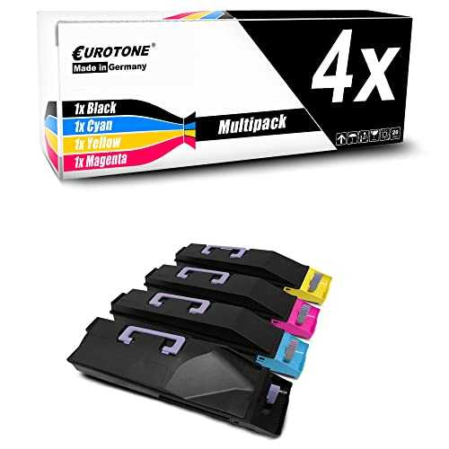 Eurotone Multipack mit vier Tonerkartuschen in Schwarz, Cyan, Gelb und Magenta vor weißem Hintergrund.