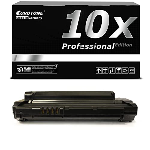 Schwarze Tonerpatrone vor einer Eurotone Professional Edition Box mit Aufschrift 10x.