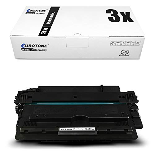 Eine weiße Eurotone Verpackungsbox mit Aufschrift 3x Black und eine schwarze Tonerkartusche.