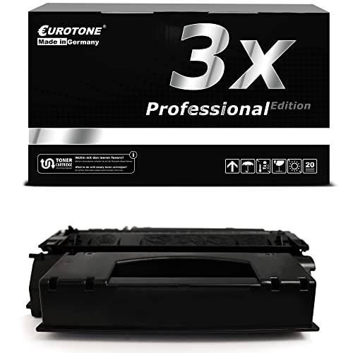 Eine schwarze Tonerpatrone und ihre Markenverpackung mit der Aufschrift 3x Professional Edition.