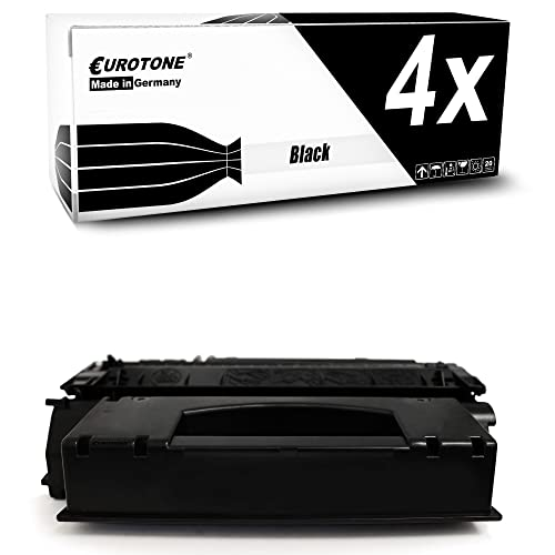 Eurotone-Tonerboxen in Schwarz mit Verpackung und 4x-Kennzeichnung.