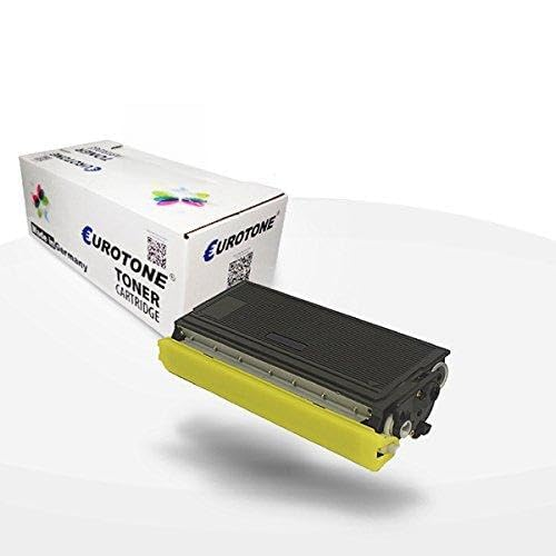 Eurotone-Tonerkassette in Schwarz mit gelbem Schutzstreifen, daneben die weiße Produktverpackung.