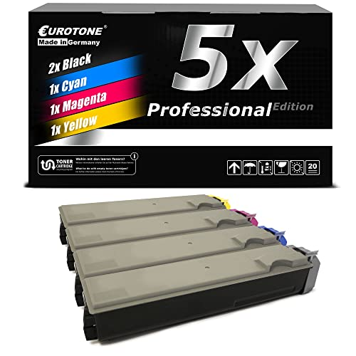 Eurotone-Tonerkartuschen-Set mit fünf Patronen und schwarzer Verpackung.