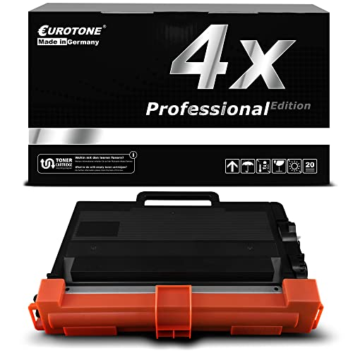 Eurotone-Tonerbox mit schwarzem Gehäuse und orangefarbenem Schutz, vor einer schwarzen Produktverpackung.