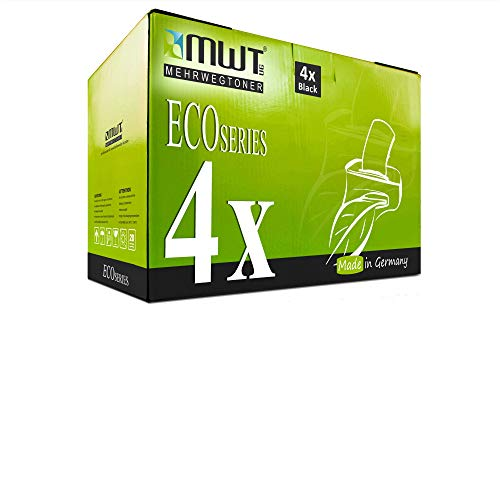 Grüne MWT-Eco-Series-Tonerkartuschenschachtel mit weißem 4x-Schriftzug und Aufschrift Made in Germany.