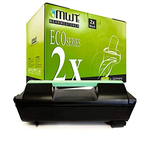 Eine schwarze MWT-Tonerkassette liegt vor einer grün-weißen Eco Series-Verpackung auf weißem Hintergrund.