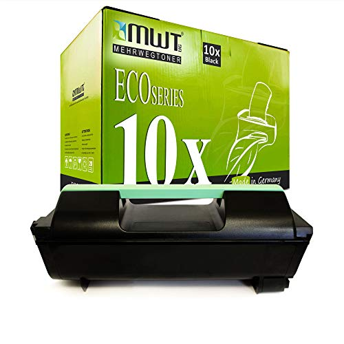 Schwarze Tonerkassette vor einer grünen ECO Series Verpackung.