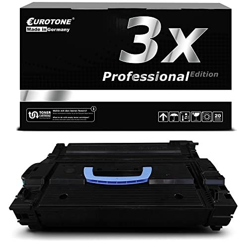 Eine schwarze Eurotone Tonerkartusche vor der passenden Produktverpackung mit der Aufschrift 3x Professional Edition.