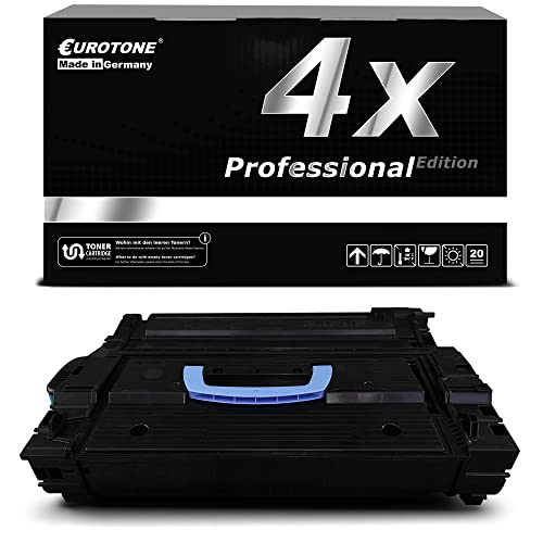 Schwarze Eurotone Toner-Kartusche mit blauem Griff vor einer schwarz-silbernen Box.