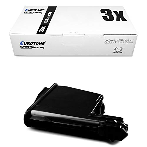 Eine weiße Eurotone-Schachtel mit der Aufschrift 3x Black und eine schwarze Tonerkassette.