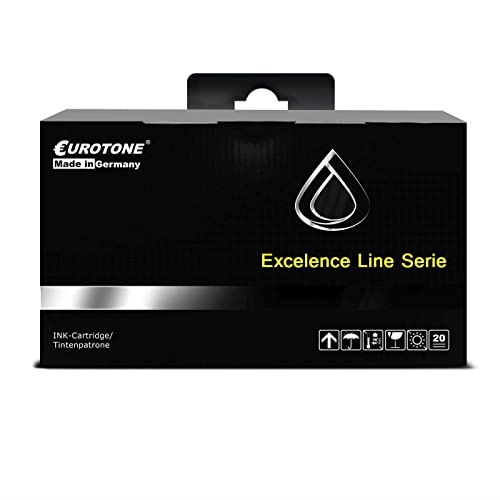 Eine schwarze Eurotone Tintenpatronenbox mit Griff, Wassertropfen-Logo und Text.