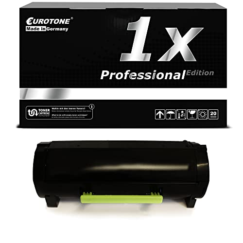 Schwarze Eurotone Toner-Kassette vor schwarzem Produktkarton mit weißer Aufschrift.