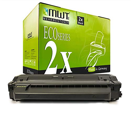 Schwarze Tonerkassette vor einer grünen ECO Series Verpackung.