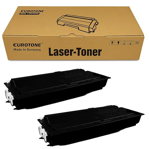 Eine Eurotone Lasertoner-Schachtel und zwei schwarze Tonerkartuschen davor.