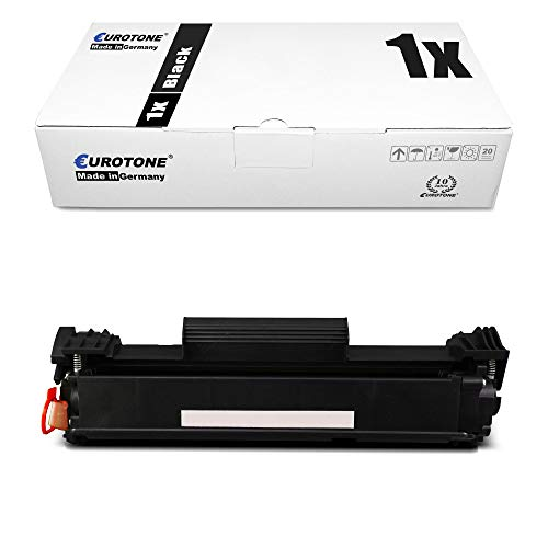 Eine Eurotone Druckerpatrone mit weißer Verpackung und schwarzem Toner.