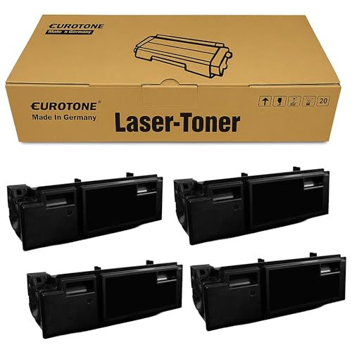 Eurotone Lasertoner-Schachtel mit vier schwarzen Tonerkassetten vorne.