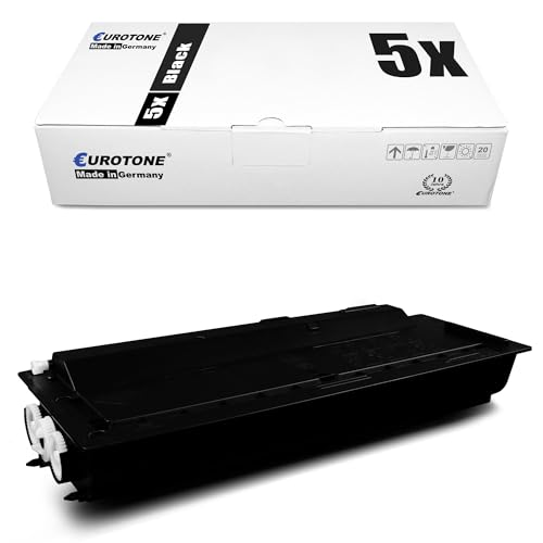 Eine Eurotone Kartonverpackung mit der Aufschrift 5x Black und eine schwarze Tonerpatrone davor.
