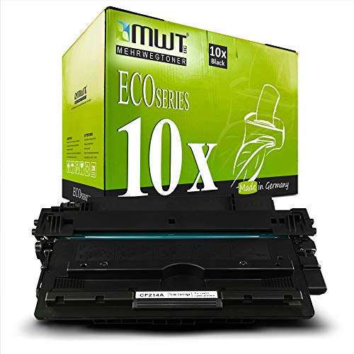 Eine grüne MWT Eco Series Tonerbox und eine schwarze Tonerkartusche davor auf weißem Grund.