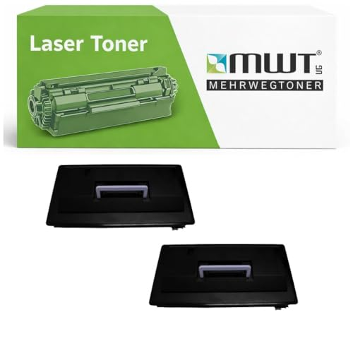 MWT Laser-Toner Box und zwei schwarze Tonerpatronen mit Griffen vor weißem Hintergrund.