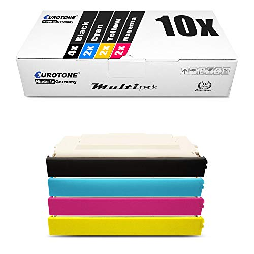Eurotone Multipack mit Box und vier verschiedenfarbigen Tonerkassetten in Schwarz, Cyan, Magenta und Gelb.