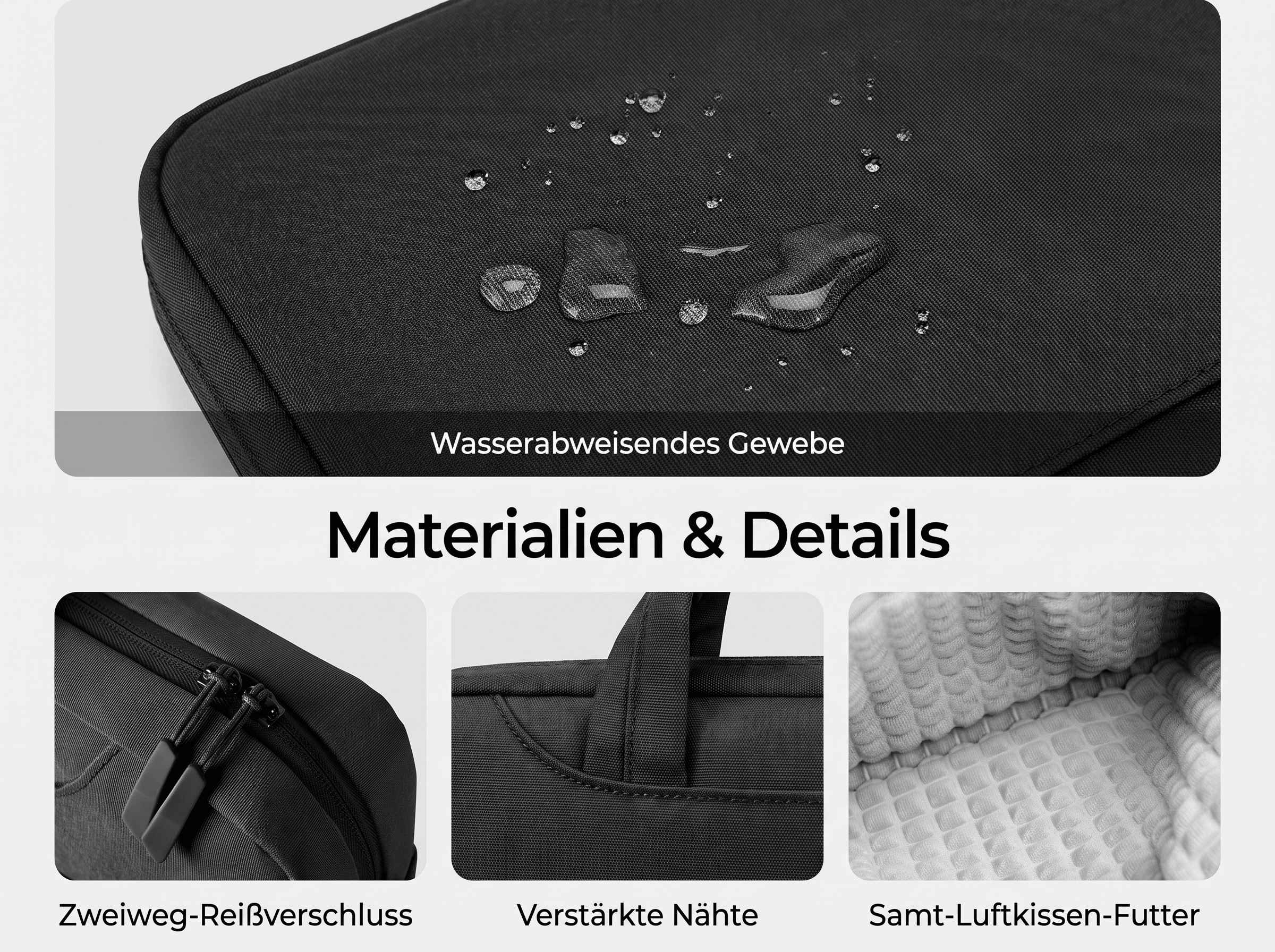 Produktmerkmale: Wasserabweisend, Zweiweg-Reißverschluss, verstärkte Nähte und weiches Innenfutter.