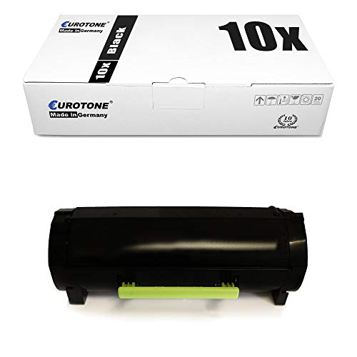 Eine weiße Eurotone-Box mit der Aufschrift 10x Black und eine einzelne schwarze Tonerkassette mit grünem Griff.