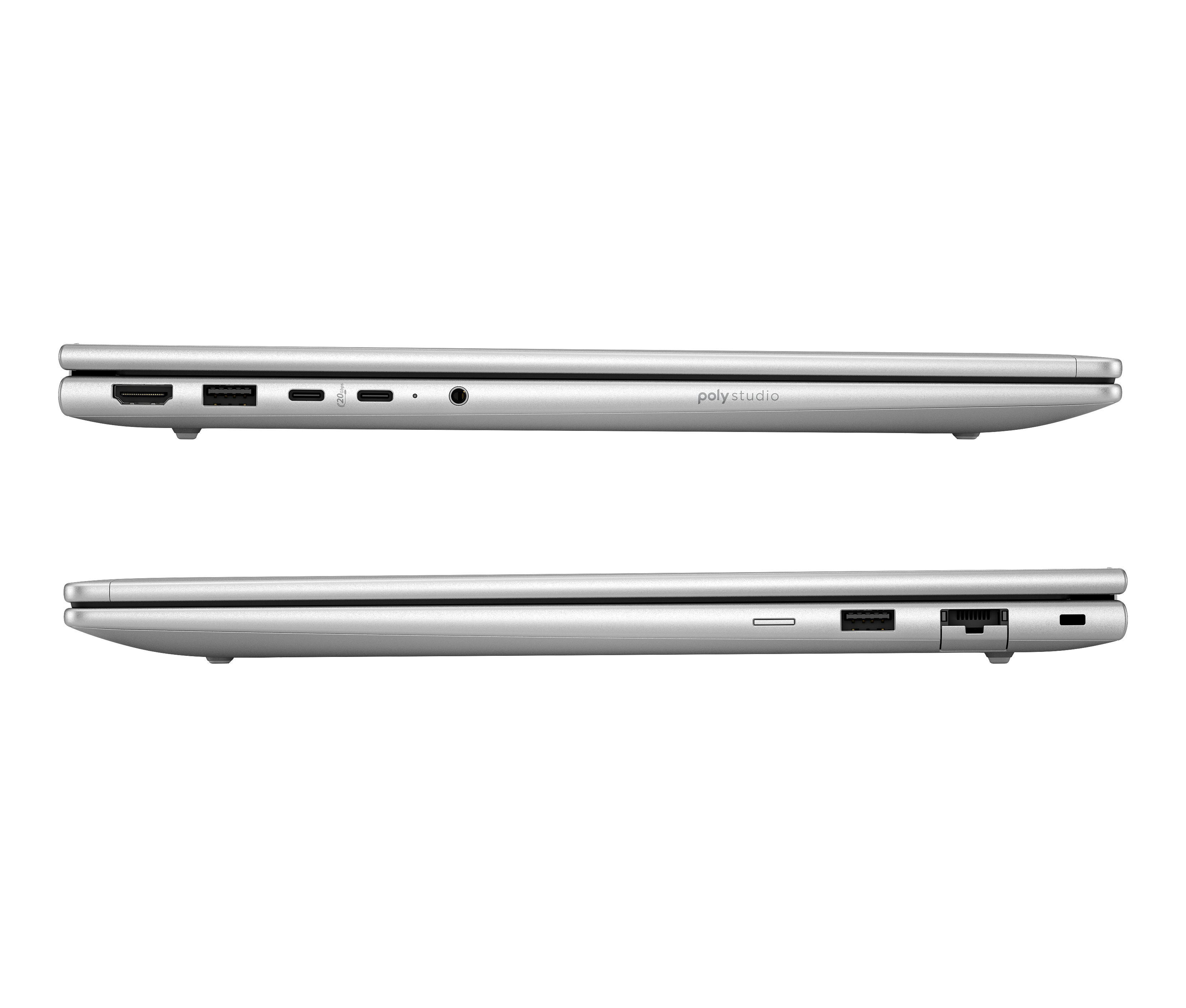 Side view of a silver laptop showing ports on both sides.