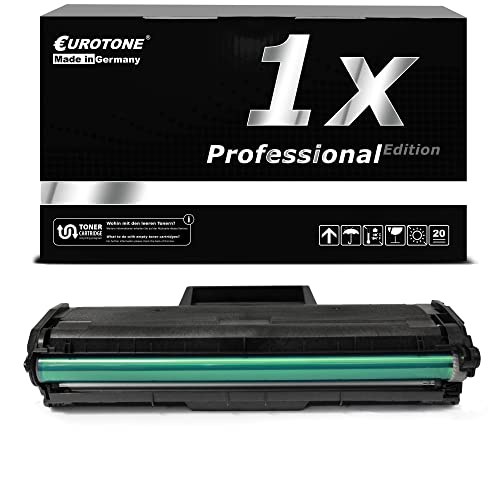 Eine schwarze Eurotone-Tonerkassette und ihre Originalverpackung vor weißem Hintergrund.