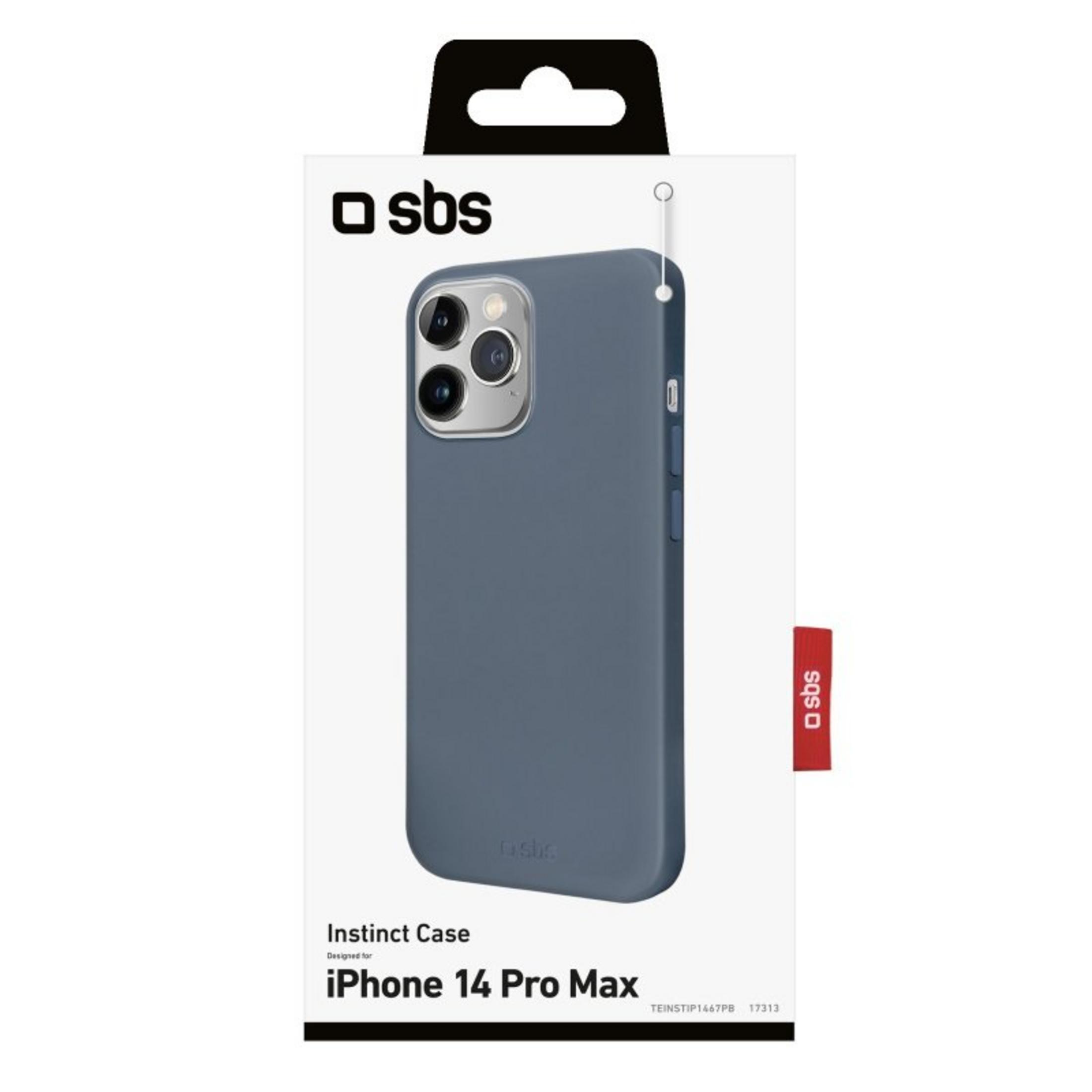Funda de móvil SBS Instinct azul para iPhone 14 Pro Max en su envase.