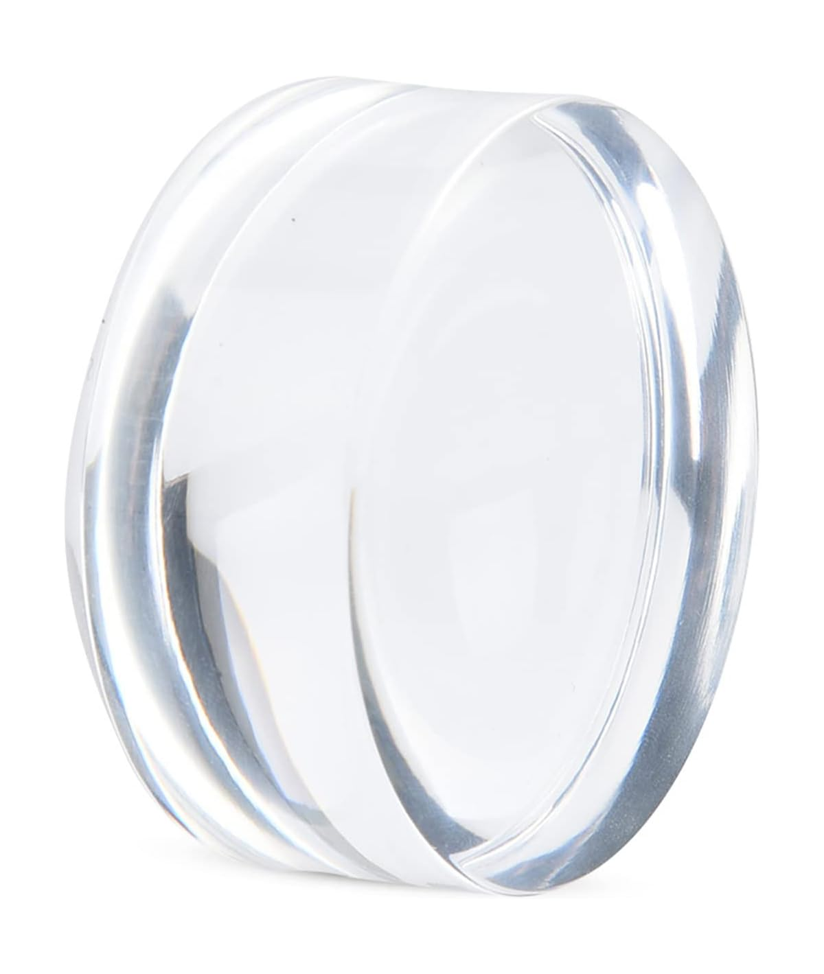Ein transparenter Acryl-Oortunnel mit doppelten Rändern auf weißem Hintergrund.