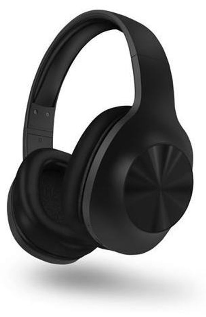 Schwarze Over-Ear-Kopfhörer mit gepolsterten Ohrmuscheln vor weißem Hintergrund.