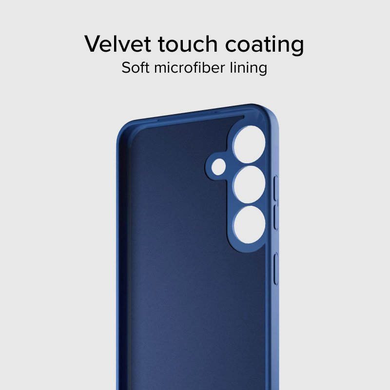 Blaue Smartphone-Hülle mit samtenem Touch und weichem Mikrofaserfutter.