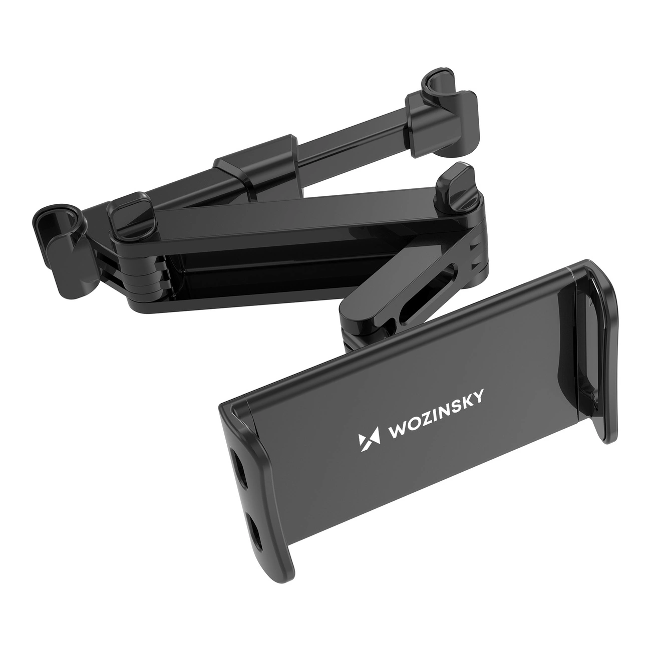 Supporto nero regolabile Wozinsky per tablet o smartphone con braccio articolato.