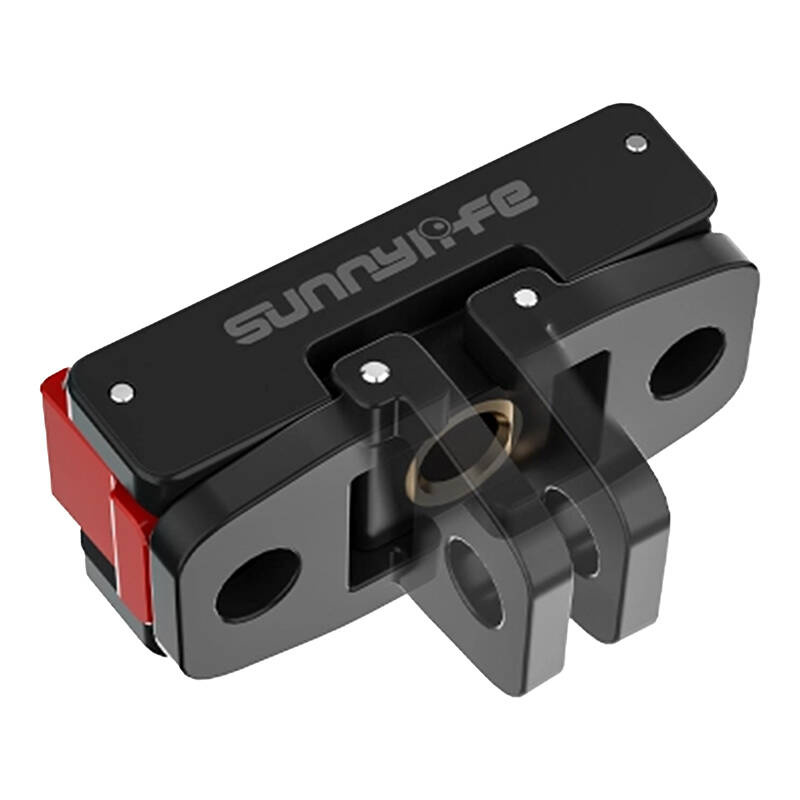 Adattatore per supporto telecamera Sunnylife nero con accenti rossi.