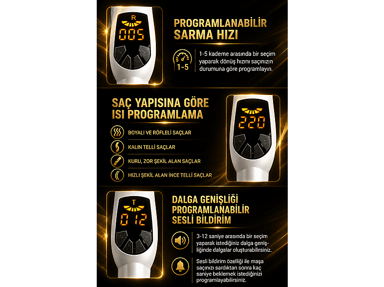 HAIRENS HRS-320 Otomatik Kalın Su Dalgası 25 mm Saç Maşası Beyaz
