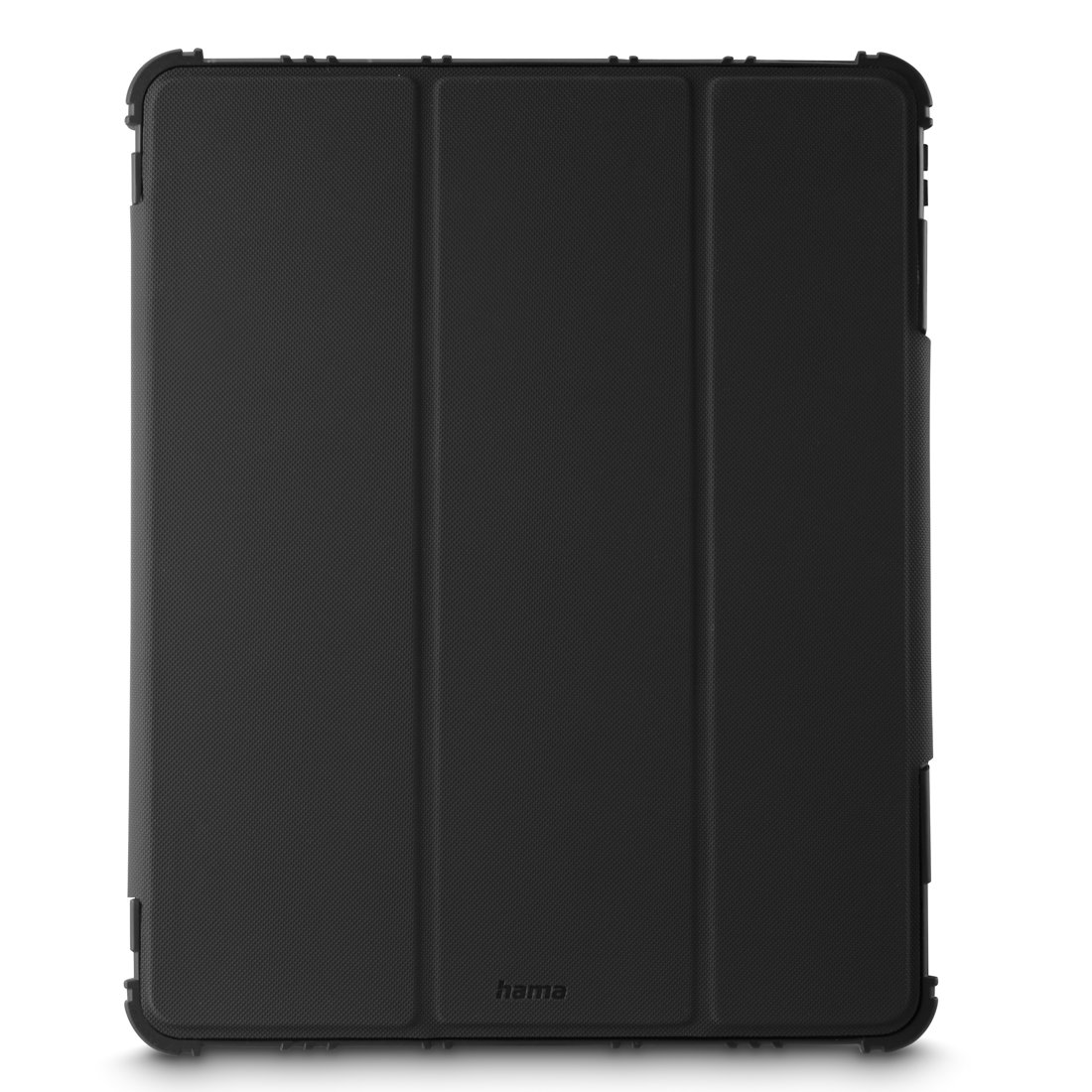 Zamknięte czarne etui na tablet z logo Hama na białym tle.