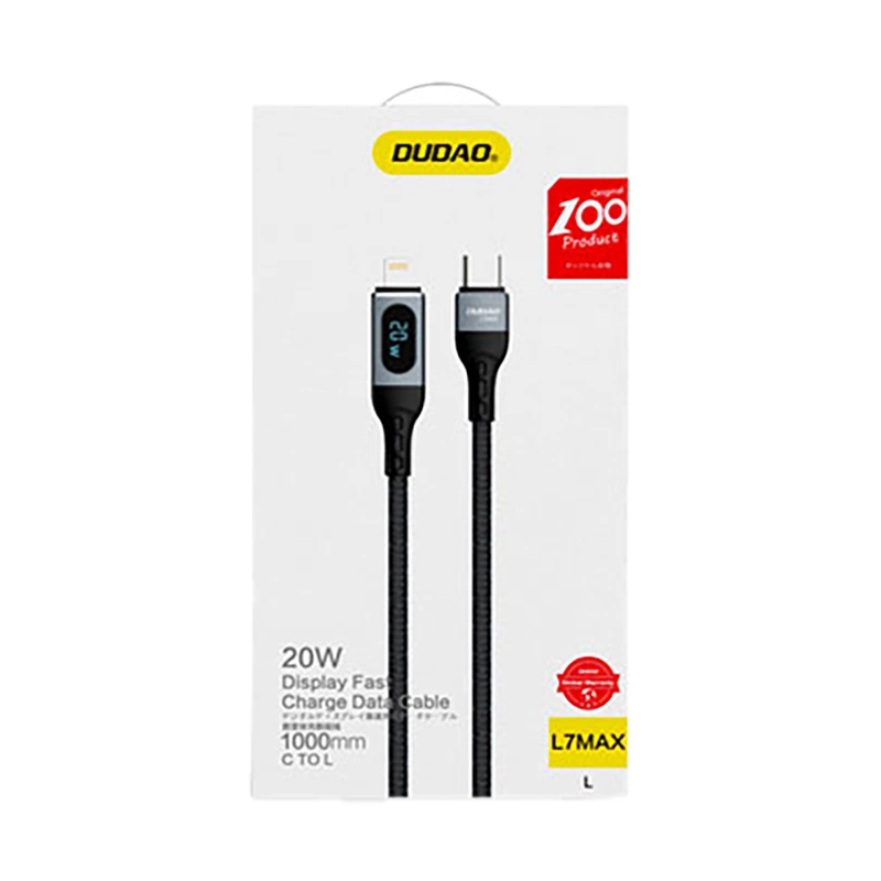 Confezione per cavo dati e ricarica rapida Dudao 20W da USB-C a Lightning, lunghezza 1000mm.