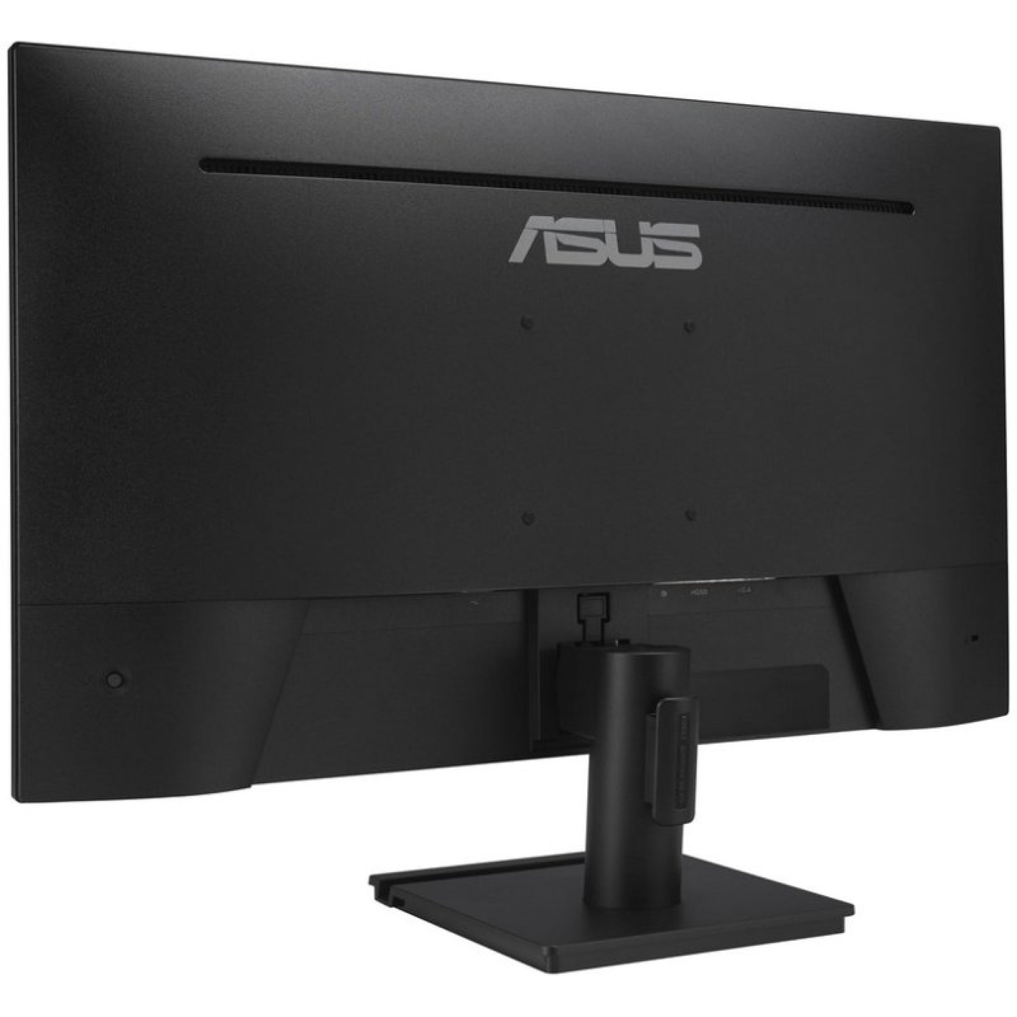 Vista posteriore di un monitor ASUS nero su supporto con fori VESA.