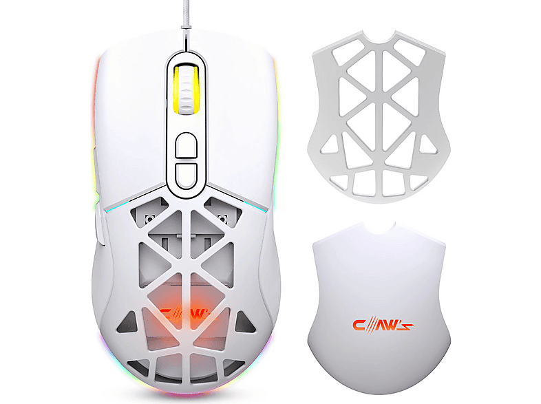 CLAW'S Nexus X1 12800DPI Reflex Örgü ve Değiştirilebilir Kapaklı Kablolu Gaming Mouse Beyaz