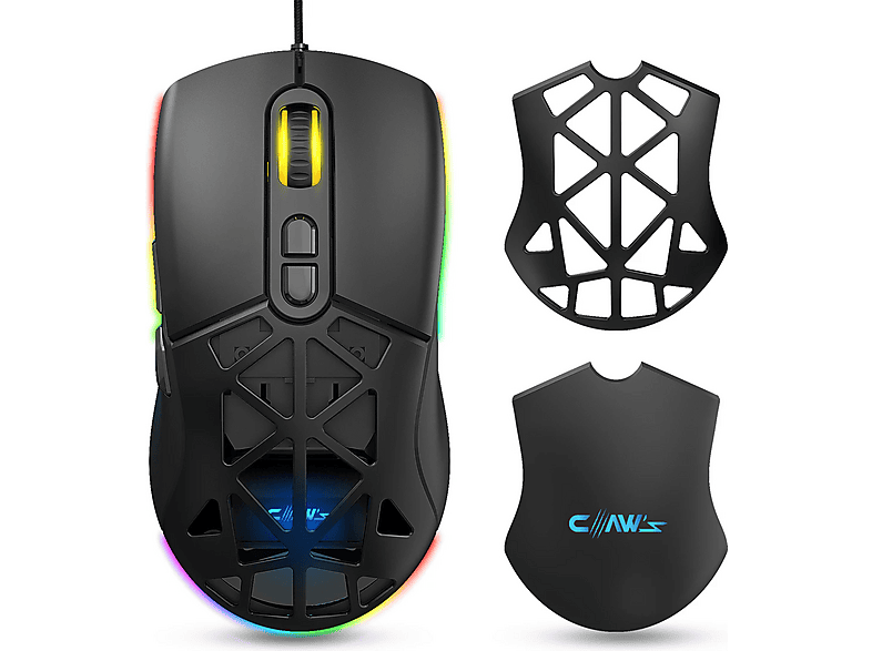 CLAW'S Nexus X1 12800DPI Reflex Örgü ve Değiştirilebilir Kapaklı Kablolu Gaming Mouse Siyah