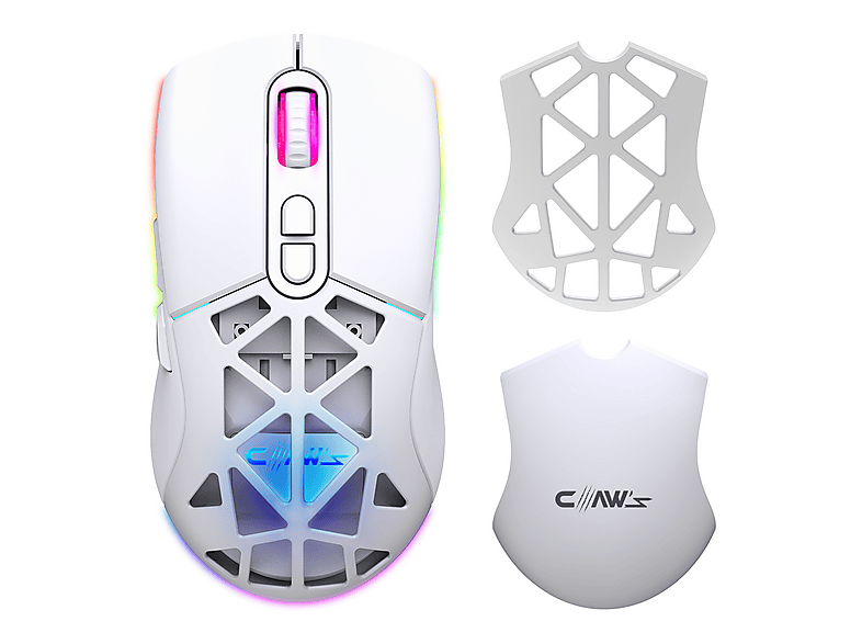 CLAW'S Nexus Air Pro 24.000DPI Pixart PMW3311 Sensör Makro Yazılımlı ve Değiştirilebilir Kapaklı Kablosuz Gaming Mouse Beyaz