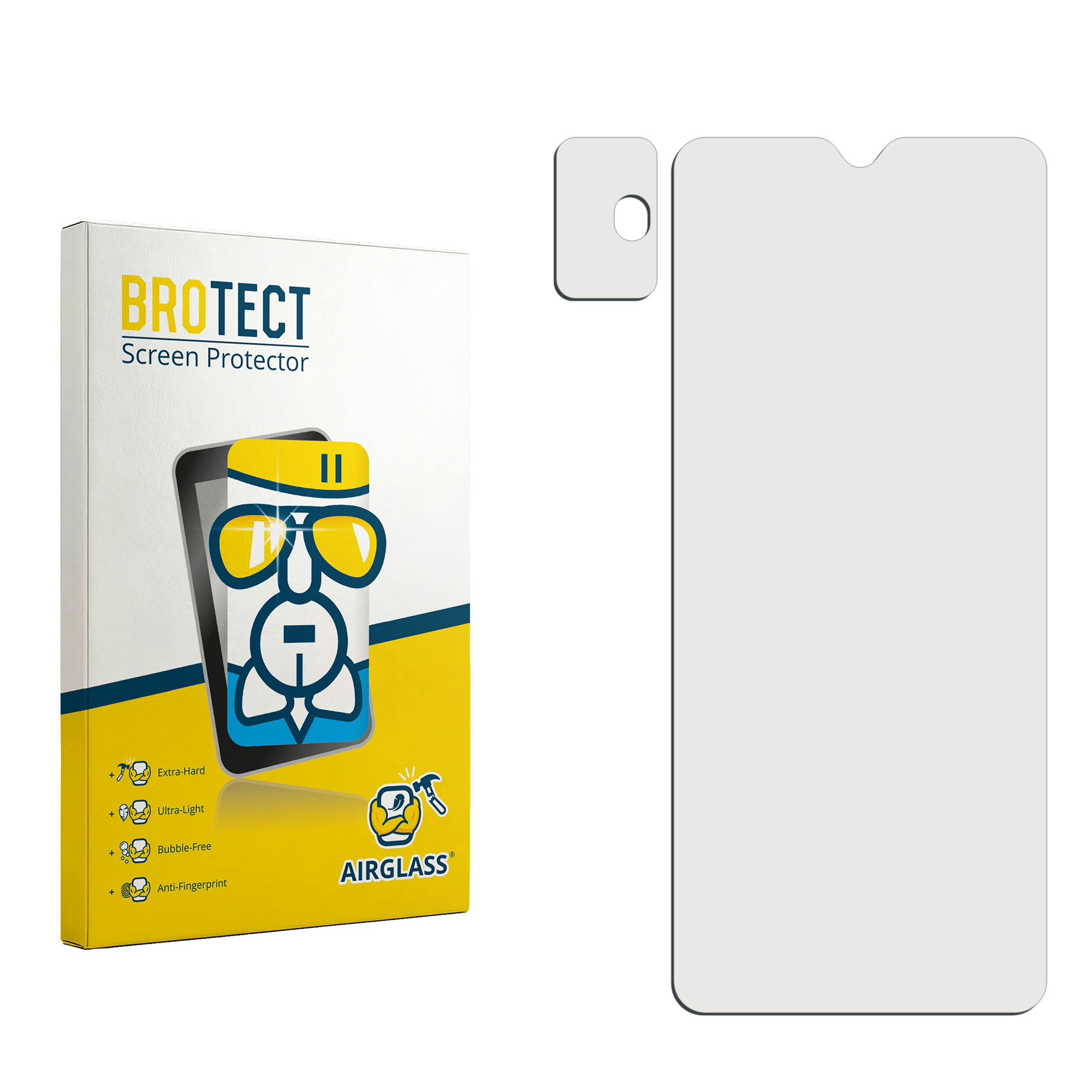 BROTECT Screen Protector Verpackung neben einer Displayschutzfolie.