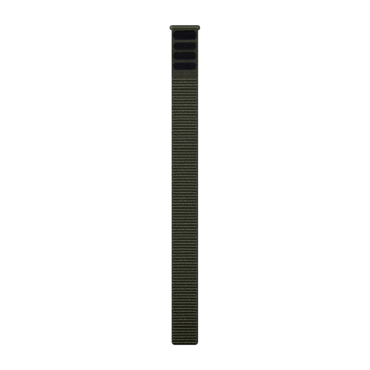 Un cinturino per orologio verde scuro intrecciato verticale, con superficie strutturata.