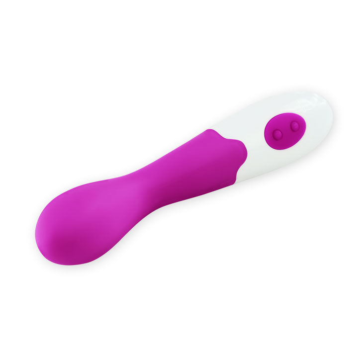 Una varita blanca y magenta con dos botones redondos sobre fondo blanco.